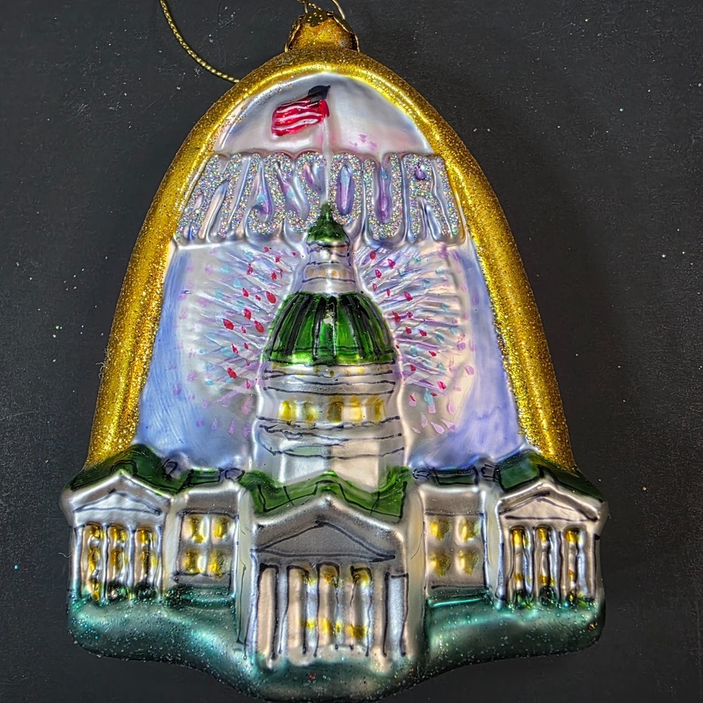 Blown Glass Missouri St. Louis Arch Famous Landmark Riverboat Christmas Ornament